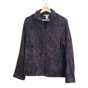 Two Star Dog TSD Tapestry Paisley Jacket Button Front Dark Purple Black L P-P20"